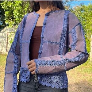 Vintage Purple/Indigo Suede Knitted Sweater!